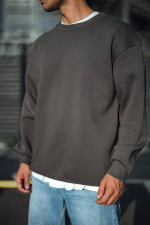 Kışlık Bisiklet Yaka Üç İplik Basic SweatShirt