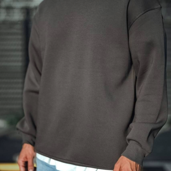 Kışlık Bisiklet Yaka Üç İplik Basic SweatShirt