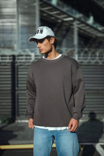 Kışlık Bisiklet Yaka Üç İplik Basic SweatShirt - Görsel 3