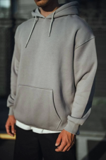 Üç İplik Penye Kapşonlu Basic SweatShirt