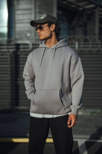 Üç İplik Penye Kapşonlu Basic SweatShirt - Görsel 3
