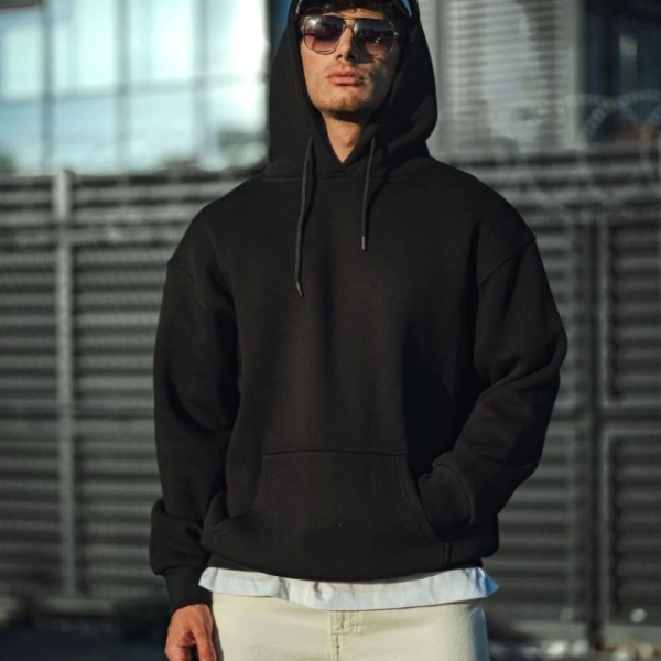 Üç İplik Penye Kapşonlu Basic SweatShirt