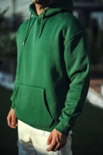 Üç İplik Penye Kapşonlu Basic SweatShirt - Görsel 3