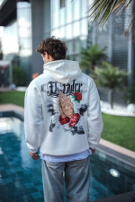 Üç İplik Penye Kapşonlu Baskılı SweatShirt - Görsel 2