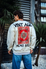 Oversize Bisiklet Yaka Üç İplik Baskılı SweatShirt - Görsel 4