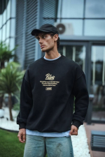Kışlık Bisiklet Yaka Ön Ve Arka Baskılı SweatShirt - Görsel 2