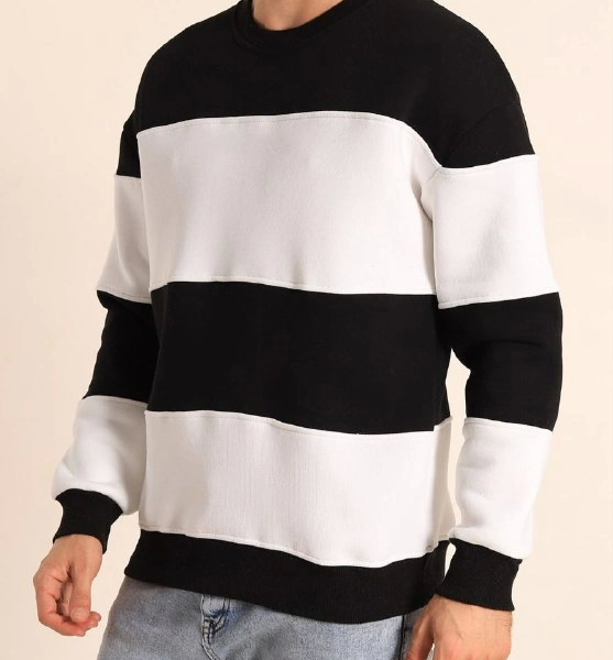 Parçalı Bisiklet Yaka Baskılı SweatShirt