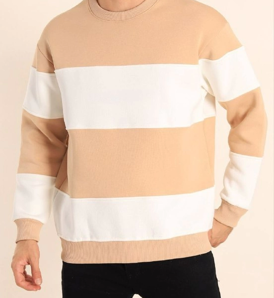Parçalı Bisiklet Yaka Baskılı SweatShirt