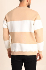 Parçalı Bisiklet Yaka Baskılı SweatShirt - Görsel 2