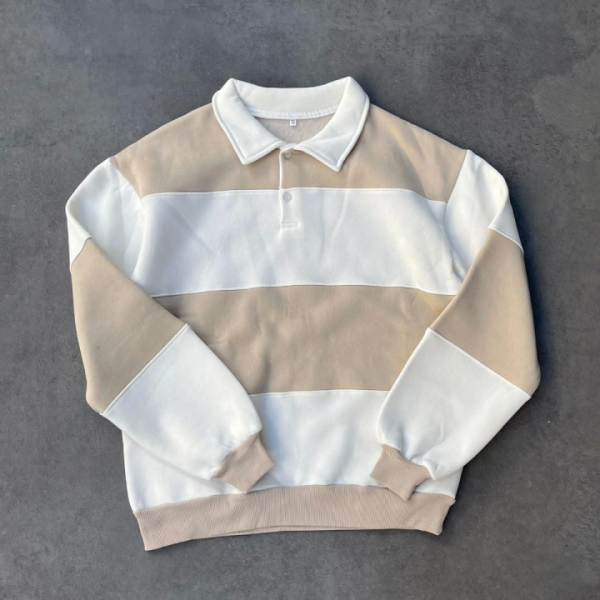 Unisex Üç İplik Parçalı Yakalı SweatShirt