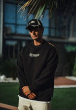 Oversize Bisiklet Yaka Baskılı SweatShirt