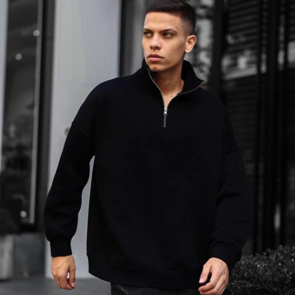 Erkek Yarım Fermuarlı Üç İplik Sweatshirt