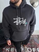 Üç İplik Kapşonlu Baskılı SweatShirt