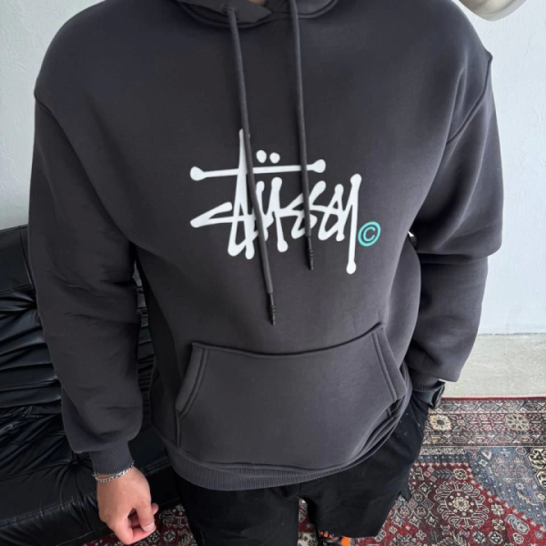 Üç İplik Kapşonlu Baskılı SweatShirt