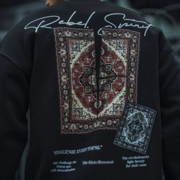 Uzun Kol Bisiklet Yaka Baskılı SweatShirt