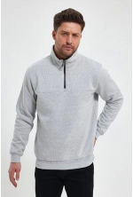 Oversize Yarım Farmuarlı Yakalı Basic SweatShirt