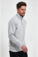 Oversize Yarım Farmuarlı Yakalı Basic SweatShirt - Görsel 2
