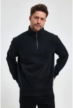 Oversize Yarım Farmuarlı Yakalı Basic SweatShirt