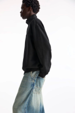 Oversize Yarım Farmuarlı Yakalı Basic SweatShirt - Görsel 4