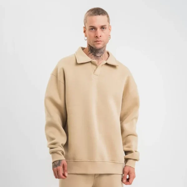 Unisex Double Oversize Patlı Yaka SweatShirt