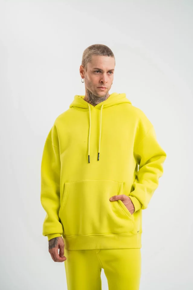 33ece192e9ee26d1d12d5cdb6bda57a8_81775-0.jpg Unisex Double Oversize Kapşonlu Basic SweatShirt - Görsel 1