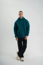 Unisex Uzun Kol Kapşonlu Yıkamalı Nakışlı SweatShirt