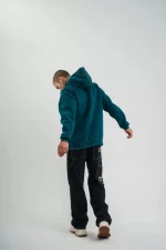 Unisex Uzun Kol Kapşonlu Yıkamalı Nakışlı SweatShirt - Görsel 3