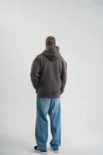 Unisex Uzun Kol Kapşonlu Yıkamalı Nakışlı SweatShirt - Görsel 2
