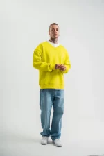 Geniş V Yaka Kol Ribana Detaylı SweatShirt