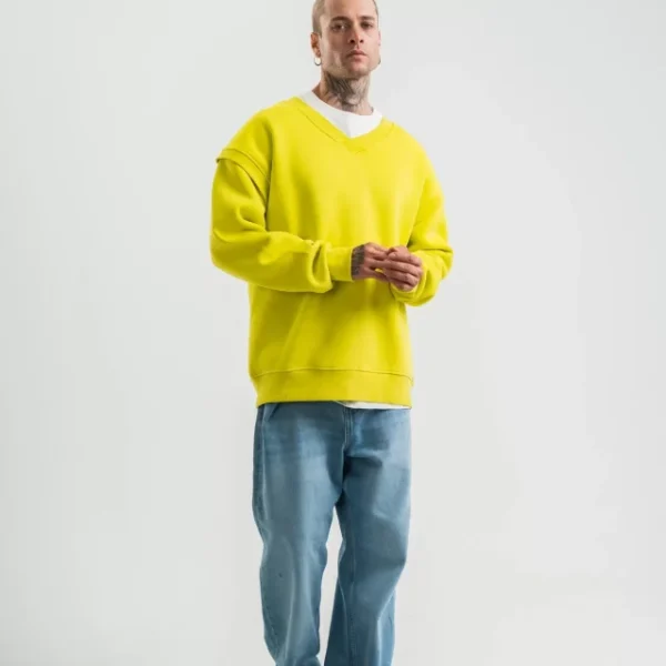 Geniş V Yaka Kol Ribana Detaylı SweatShirt