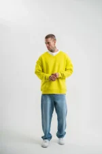 Geniş V Yaka Kol Ribana Detaylı SweatShirt - Görsel 2