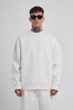 Unisex Biskilet Yaka Üç İplik SweatShirt