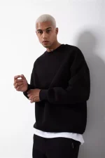 Unisex Biskilet Yaka Üç İplik SweatShirt - Görsel 3