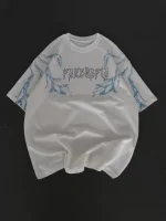 Unisex Bisiklet Yaka Baskılı Oversize T-Shirt - Görsel 4