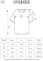 Unisex Bisiklet Yaka Baskılı Oversize T-Shirt - Görsel 4