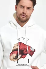 Unisex Kapüşonlu Üç İplik Oversize Baskılı Sweatshirt