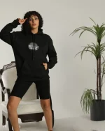 Unisex Sırt Baskılı Kapüşonlu Üç İplik Oversize Sweatshirt - Görsel 3