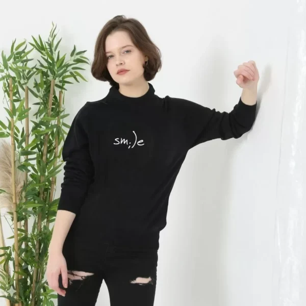 Unisex Bisiklet Yaka Baskılı Dokuma Triko
