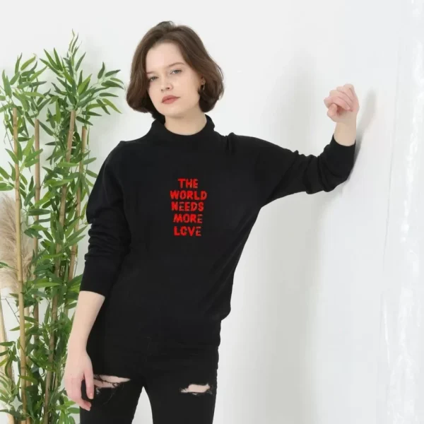 Unisex Bisiklet Yaka Baskılı Dokuma Triko
