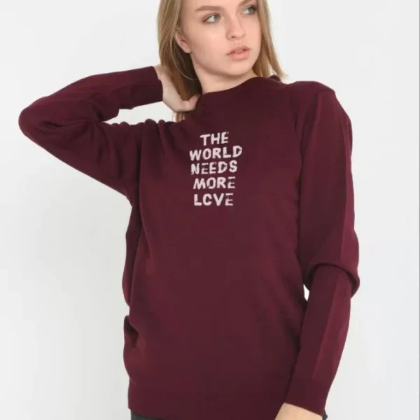 Unisex Bisiklet Yaka Baskılı Dokuma Triko
