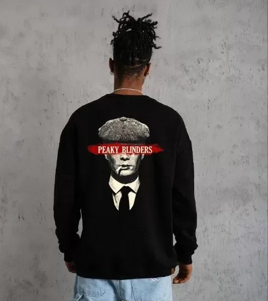 Unisex Bisiklet Yaka Baskılı Oversize Sweatshirt