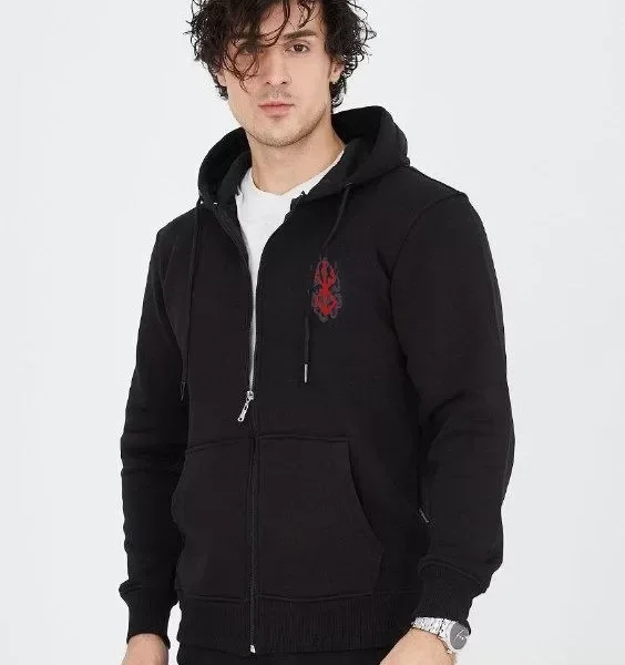 Unisex Baskılı Tam Fermuarlı Kapşonlu SweatShirt