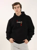 Unisex Baskılı Oversize Üç İplik Kapüşonlu Sweatshirt