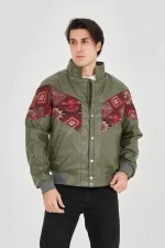 Erkek İçi Astarlı İçten Yaka Kısmı Peluşlu Suni Kumaş Vintage Ceket