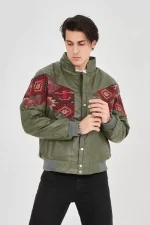 Erkek İçi Astarlı İçten Yaka Kısmı Peluşlu Suni Kumaş Vintage Ceket - Görsel 4