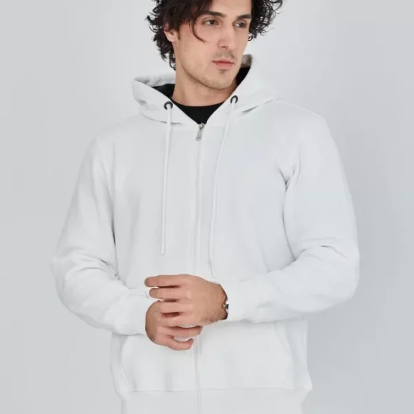 Unisex Tam Fermuarlı Kapşonlu  SweatShirt