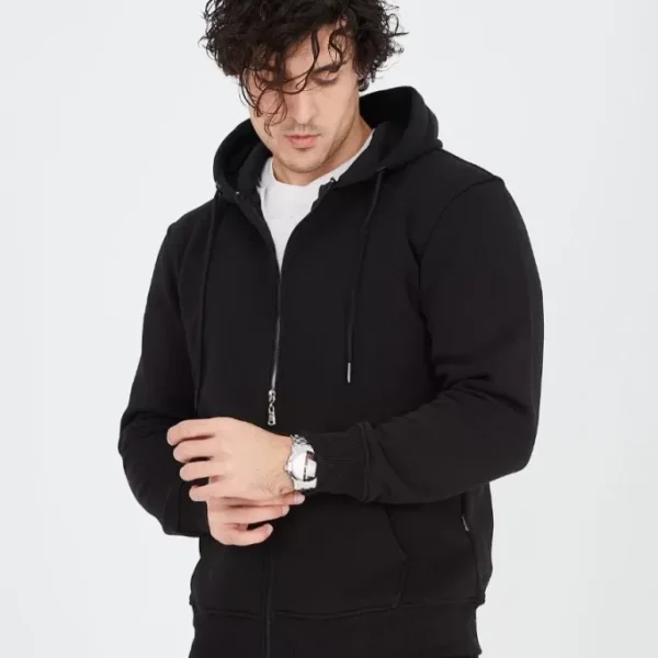 Unisex Tam Fermuarlı Kapşonlu  SweatShirt