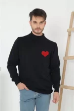 Unisex Yarım Boğazlı Baskılı Dokuma Triko - Görsel 2