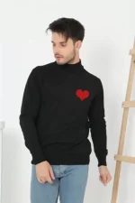 Unisex Yarım Boğazlı Baskılı Dokuma Triko - Görsel 3