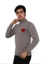 Unisex Yarım Boğazlı Baskılı Dokuma Triko